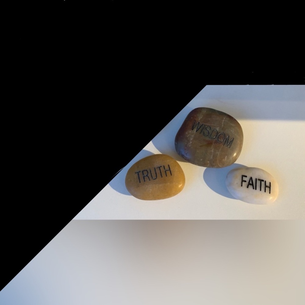 Set of 3 Virtue stone stones: HOPE, FAITH, WISDOM
